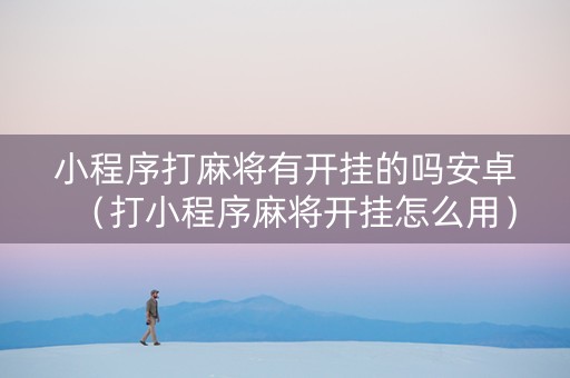 小程序打麻将有开挂的吗安卓（打小程序麻将开挂怎么用）