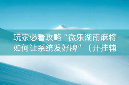玩家必看攻略“微乐湖南麻将如何让系统发好牌”（开挂辅助器插件)