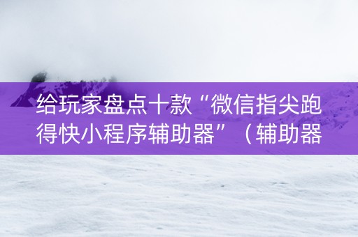 给玩家盘点十款“微信指尖跑得快小程序辅助器”（辅助器下载)