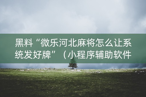 黑料“微乐河北麻将怎么让系统发好牌”（小程序辅助软件)