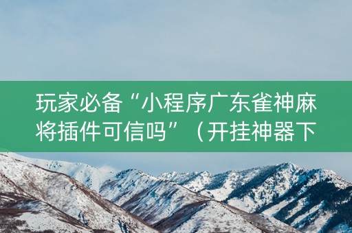 玩家必备“小程序广东雀神麻将插件可信吗”（开挂神器下载)