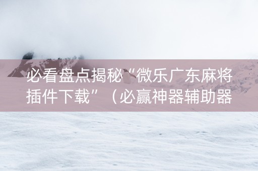 必看盘点揭秘“微乐广东麻将插件下载”（必赢神器辅助器)