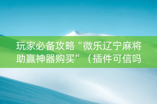 玩家必备攻略“微乐辽宁麻将助赢神器购买”（插件可信吗)