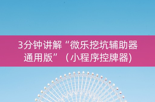 3分钟讲解“微乐挖坑辅助器通用版”（小程序控牌器)