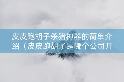 皮皮跑胡子杀猪神器的简单介绍（皮皮跑胡子是哪个公司开发）