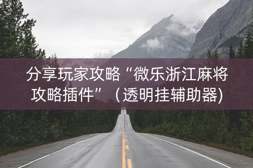 分享玩家攻略“微乐浙江麻将攻略插件”（透明挂辅助器)