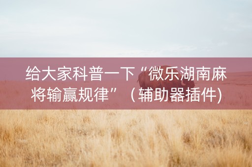 给大家科普一下“微乐湖南麻将输赢规律”（辅助器插件)