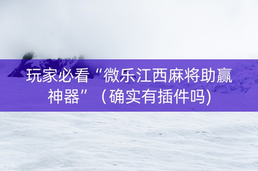 玩家必看“微乐江西麻将助赢神器”（确实有插件吗)