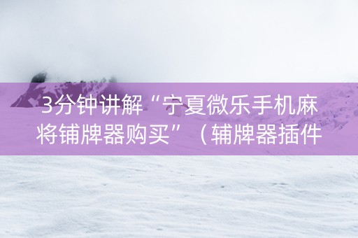 3分钟讲解“宁夏微乐手机麻将铺牌器购买”（辅牌器插件购买)