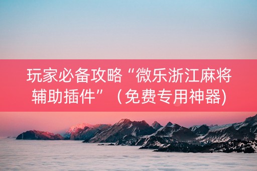 玩家必备攻略“微乐浙江麻将辅助插件”（免费专用神器)