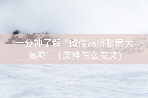 一分钟了解“微信麻将骗局大揭密”（装挂怎么安装)