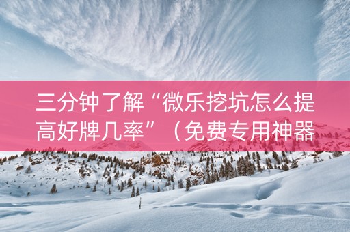 三分钟了解“微乐挖坑怎么提高好牌几率”（免费专用神器)