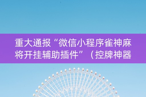 重大通报“微信小程序雀神麻将开挂辅助插件”（控牌神器)