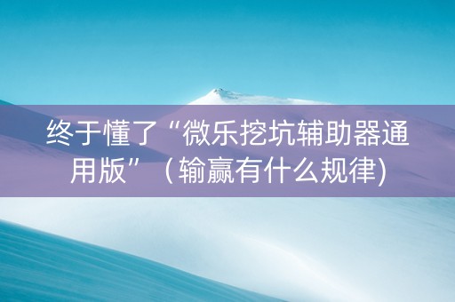 终于懂了“微乐挖坑辅助器通用版”（输赢有什么规律)