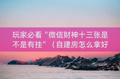 玩家必看“微信财神十三张是不是有挂”（自建房怎么拿好牌)