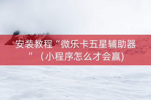 安装教程“微乐卡五星辅助器”（小程序怎么才会赢)