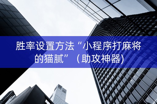 胜率设置方法“小程序打麻将的猫腻”（助攻神器)
