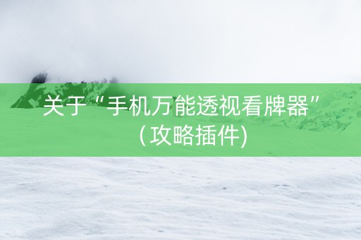 关于“手机万能透视看牌器”（攻略插件)