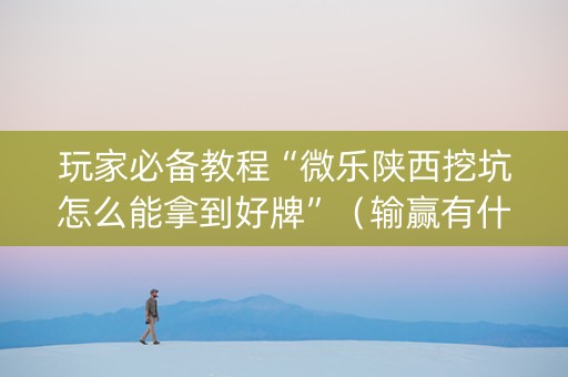玩家必备教程“微乐陕西挖坑怎么能拿到好牌”（输赢有什么规律)