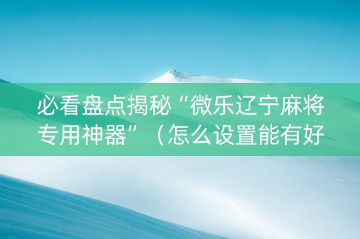必看盘点揭秘“微乐辽宁麻将专用神器”（怎么设置能有好牌)