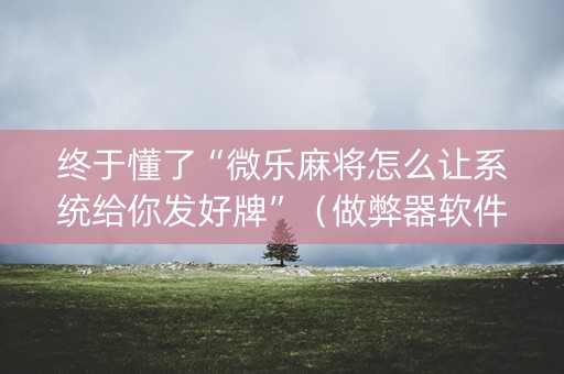 终于懂了“微乐麻将怎么让系统给你发好牌”（做弊器软件下载)