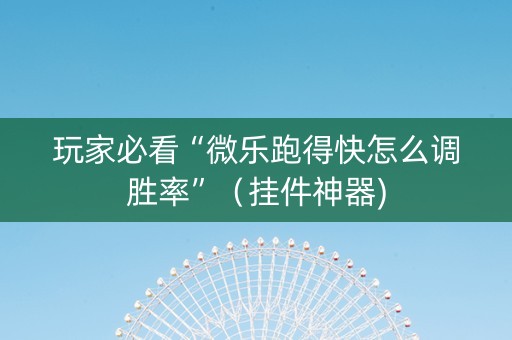 玩家必看“微乐跑得快怎么调胜率”（挂件神器)