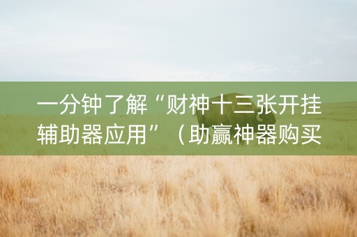 一分钟了解“财神十三张开挂辅助器应用”（助赢神器购买)