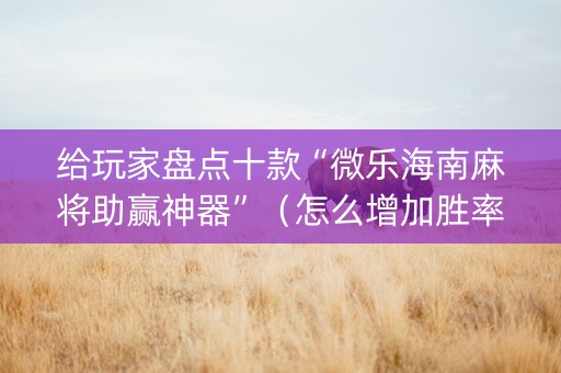 给玩家盘点十款“微乐海南麻将助赢神器”（怎么增加胜率)