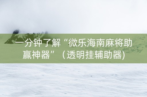 一分钟了解“微乐海南麻将助赢神器”（透明挂辅助器)