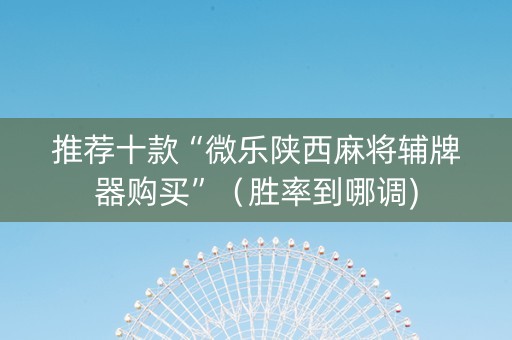 推荐十款“微乐陕西麻将辅牌器购买”（胜率到哪调)
