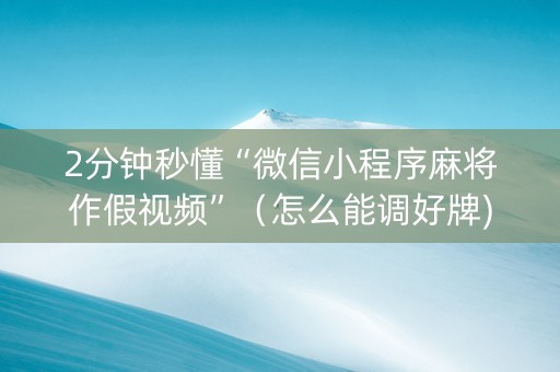 2分钟秒懂“微信小程序麻将作假视频”（怎么能调好牌)