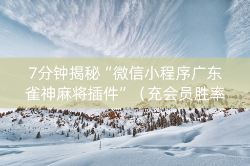 7分钟揭秘“微信小程序广东雀神麻将插件”（充会员胜率高)