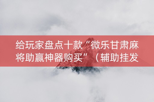 给玩家盘点十款“微乐甘肃麻将助赢神器购买”（辅助挂发牌规律)