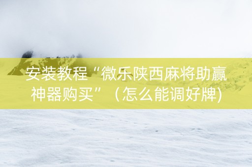 安装教程“微乐陕西麻将助赢神器购买”（怎么能调好牌)