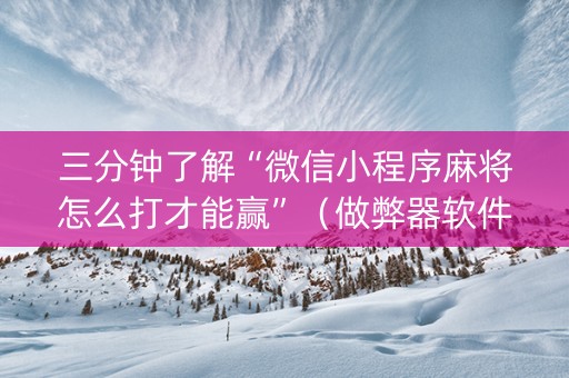 三分钟了解“微信小程序麻将怎么打才能赢”（做弊器软件下载)