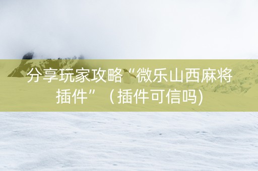 分享玩家攻略“微乐山西麻将插件”（插件可信吗)