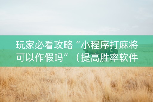 玩家必看攻略“小程序打麻将可以作假吗”（提高胜率软件)