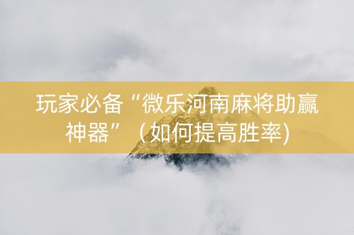 玩家必备“微乐河南麻将助赢神器”（如何提高胜率)