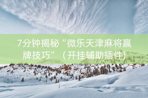 7分钟揭秘“微乐天津麻将赢牌技巧”（开挂辅助插件)
