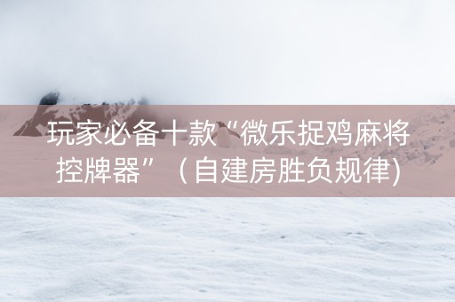 玩家必备十款“微乐捉鸡麻将控牌器”（自建房胜负规律)