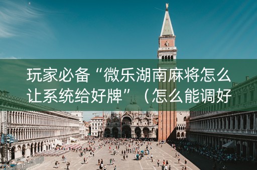 玩家必备“微乐湖南麻将怎么让系统给好牌”（怎么能调好牌)