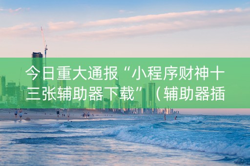 今日重大通报“小程序财神十三张辅助器下载”（辅助器插件)