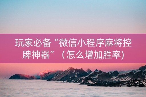 玩家必备“微信小程序麻将控牌神器”（怎么增加胜率)