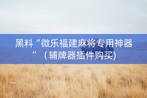 黑料“微乐福建麻将专用神器”（辅牌器插件购买)