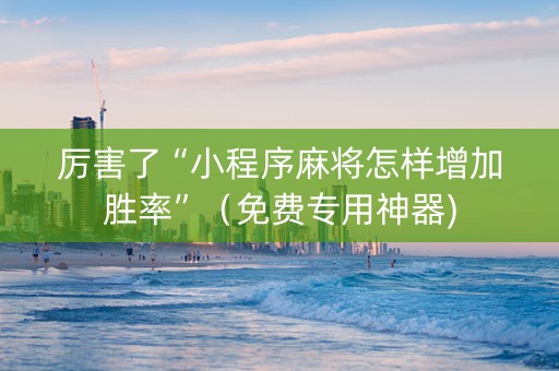 厉害了“小程序麻将怎样增加胜率”（免费专用神器)