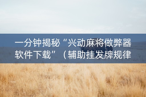 一分钟揭秘“兴动麻将做弊器软件下载”（辅助挂发牌规律)