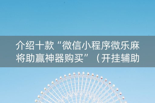 介绍十款“微信小程序微乐麻将助赢神器购买”（开挂辅助器脚本)