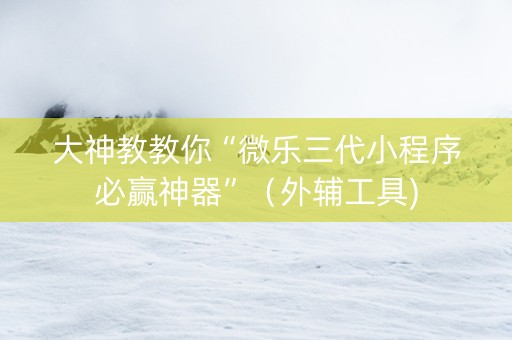 大神教教你“微乐三代小程序必赢神器”（外辅工具)