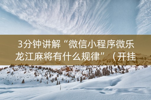 3分钟讲解“微信小程序微乐龙江麻将有什么规律”（开挂辅助脚本)