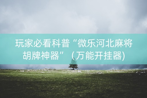 玩家必看科普“微乐河北麻将胡牌神器”（万能开挂器)